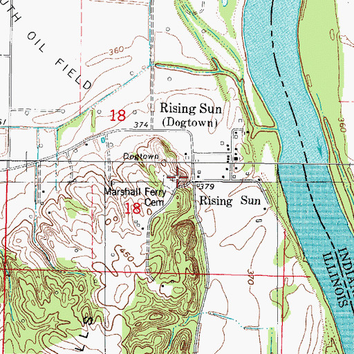 Topographic Map of Marshall Ferry Cemetery, IL
