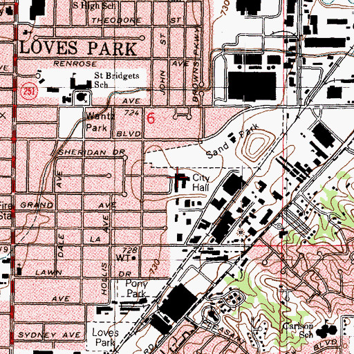 Topographic Map of Marshall Middle School, IL