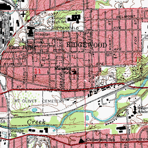 Topographic Map of A O Marshall Elementary School, IL