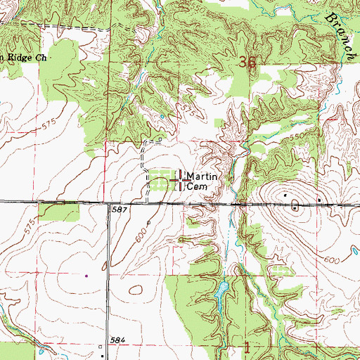Topographic Map of Martin Cemetery, IL