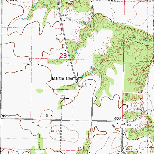 Topographic Map of Martin Cemetery, IL
