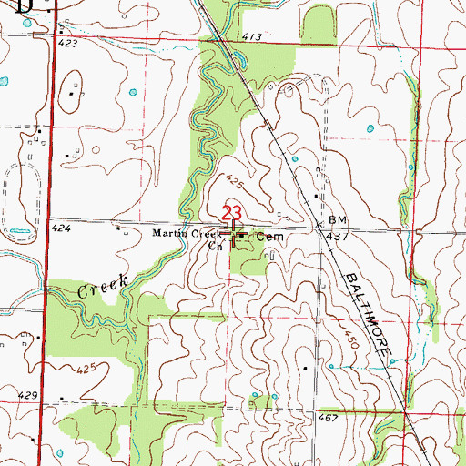 Topographic Map of Martin Creek Church, IL