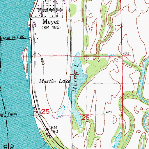 Topographic Map of Martin Lake, IL