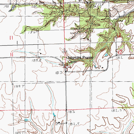 Topographic Map of Martin Prairie School (historical), IL