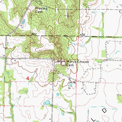 Topographic Map of Marys Chapel Cemetery, IL