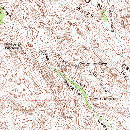 Topographic Map of Cave Trail, AZ