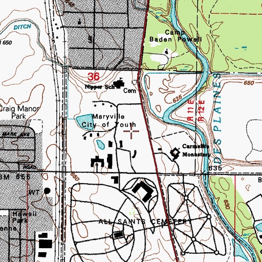 Topographic Map of Maryville City of Youth, IL