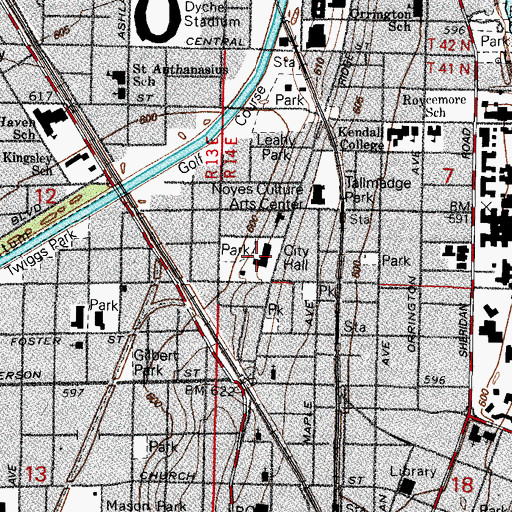 Topographic Map of Marywood High School (historical), IL
