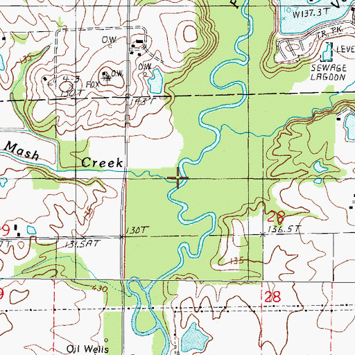 Topographic Map of Mash Creek, IL