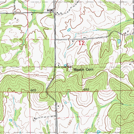 Topographic Map of Mason Cemetery, IL