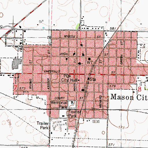 Topographic Map of Mason City, IL