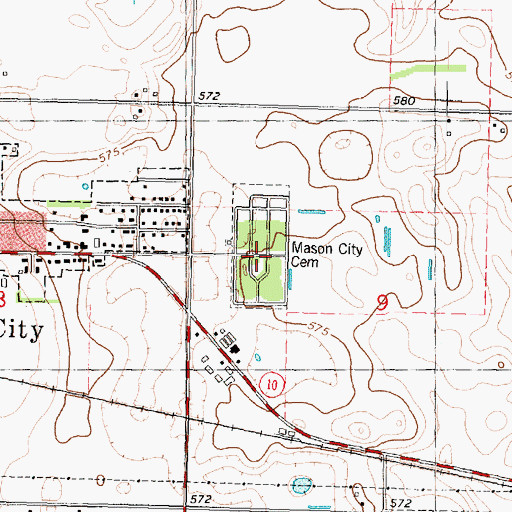 Topographic Map of Mason City Cemetery, IL