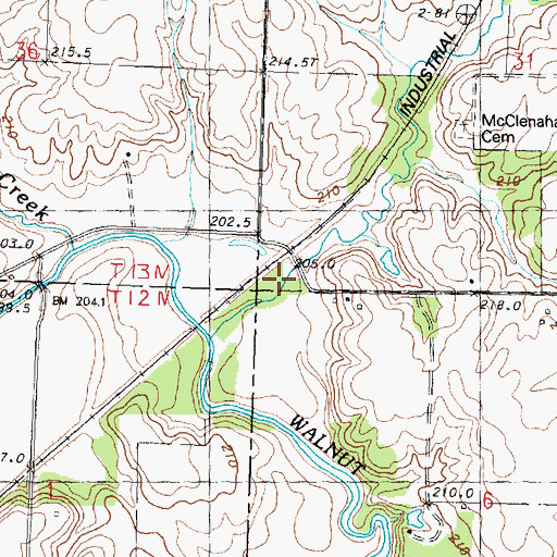 Topographic Map of Mason Creek, IL