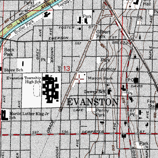 Topographic Map of Mason Park, IL
