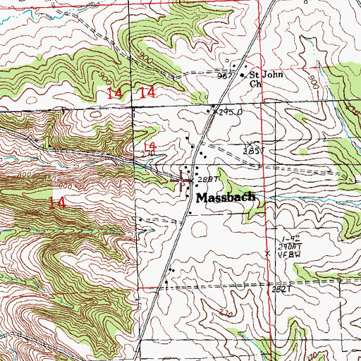 Topographic Map of Massbach, IL