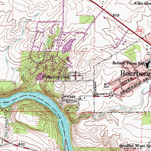 Topographic Map of Maternity Cemetery, IL