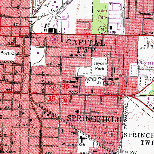 Topographic Map of Matheny Elementary School, IL