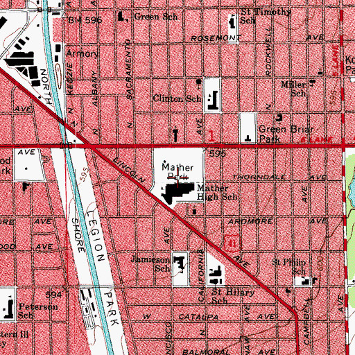 Topographic Map of Mather Park, IL