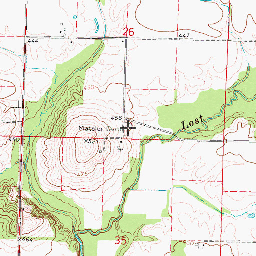 Topographic Map of Matsler Cemetery, IL