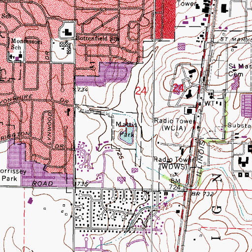 Topographic Map of Mattis Park, IL