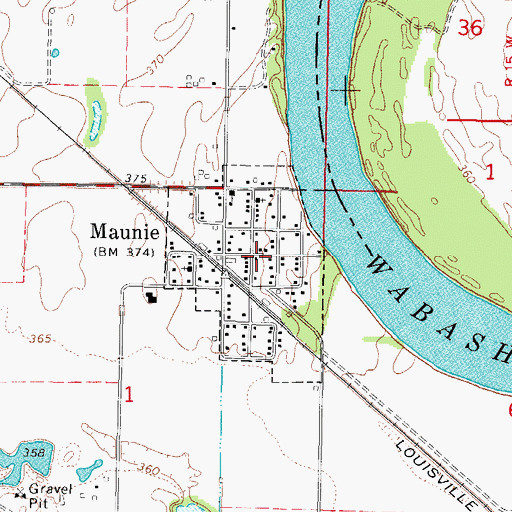 Topographic Map of Maunie, IL