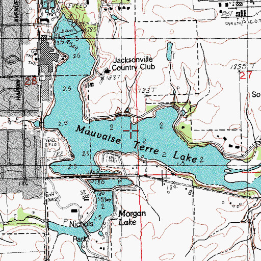 Topographic Map of Mauvaise Terre Lake, IL