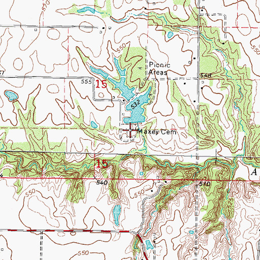 Topographic Map of Maxey Cemetery, IL