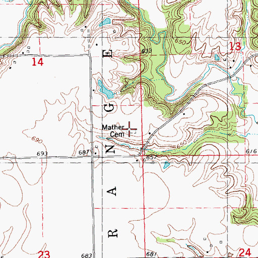 Topographic Map of Mather Cemetery, IL