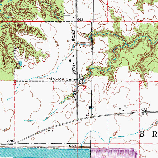 Topographic Map of Maxton and Woodside Cemetery, IL
