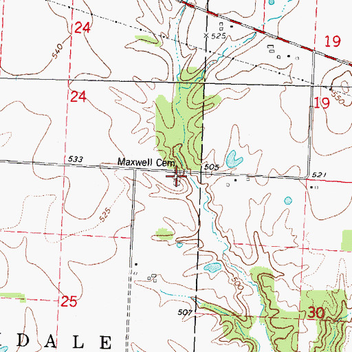 Topographic Map of Maxwell Cemetery, IL