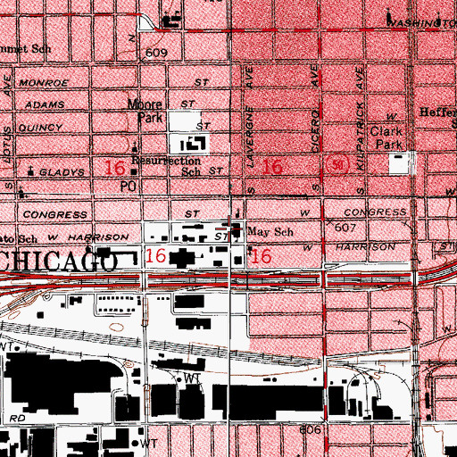 Topographic Map of May Community Academy, IL