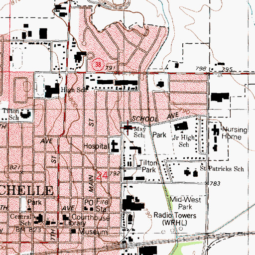 Topographic Map of May Elementary School, IL