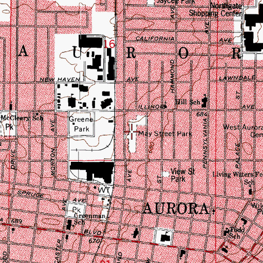 Topographic Map of May Street Park, IL