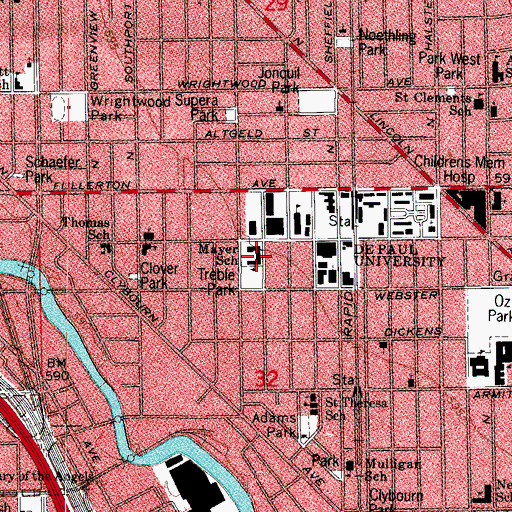 Topographic Map of Mayer Elementary School, IL