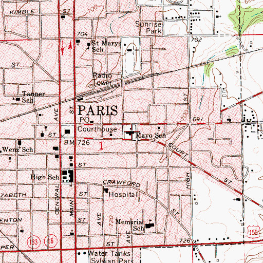 Topographic Map of Mayo Middle School, IL