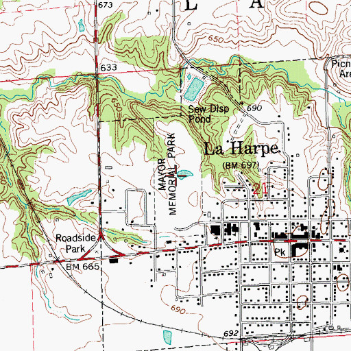 Topographic Map of Mayor Memorial Park, IL