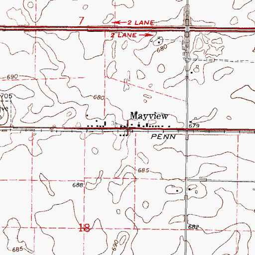 Topographic Map of Mayview, IL
