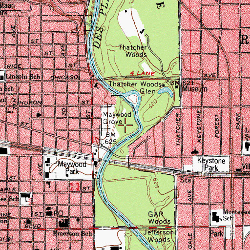 Topographic Map of Maywood Grove, IL