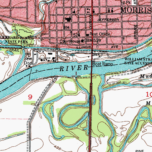 Topographic Map of Mazon River, IL