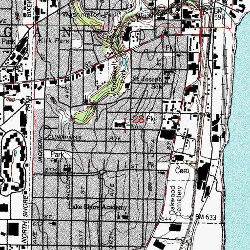 Topographic Map of McAllister School, IL