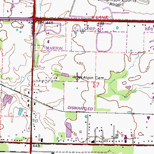 Topographic Map of McAlpin Cemetery, IL