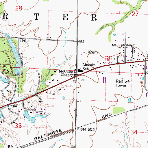 Topographic Map of McCabe Chapel, IL