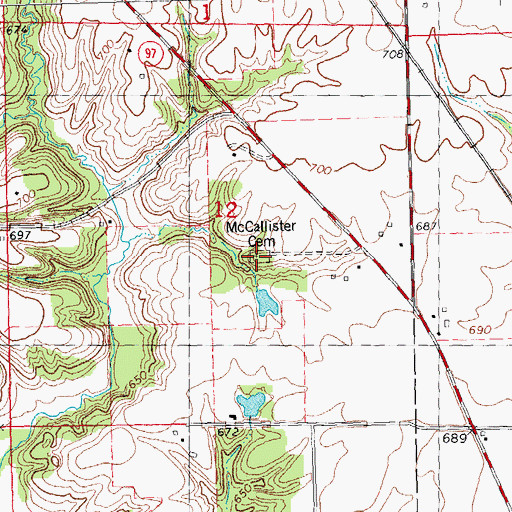 Topographic Map of McCallister Cemetery, IL