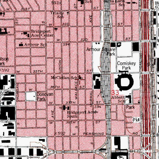 Topographic Map of McClellan Elementary School, IL