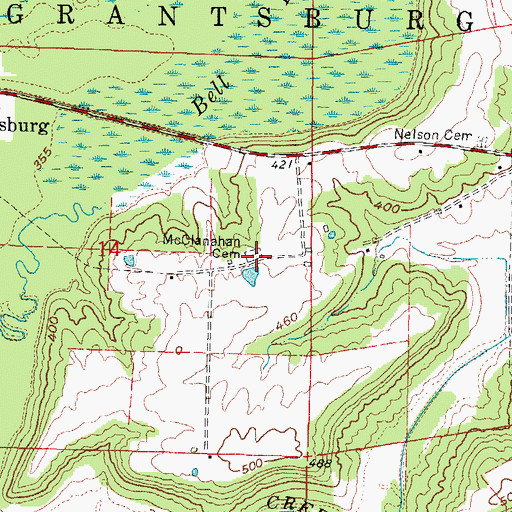 Topographic Map of McClanahan Cemetery, IL