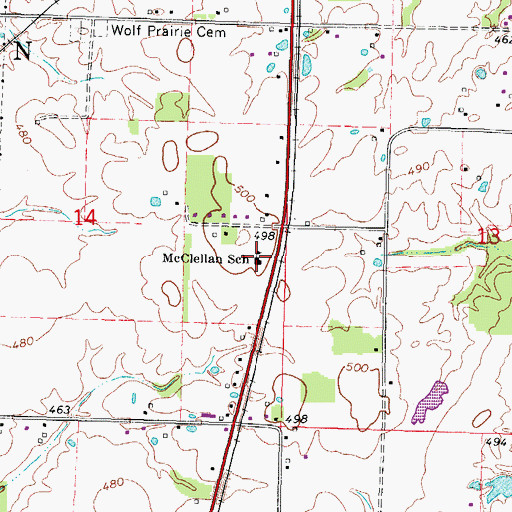 Topographic Map of McClellan Elementary School, IL