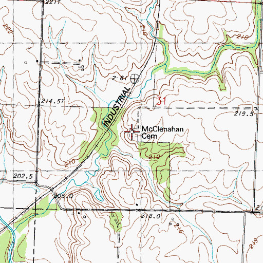 Topographic Map of McClenahan Cemetery, IL