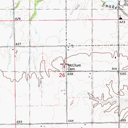 Topographic Map of McClure Cemetery, IL