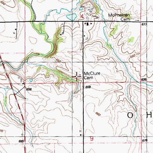 Topographic Map of McClure Cemetery, IL