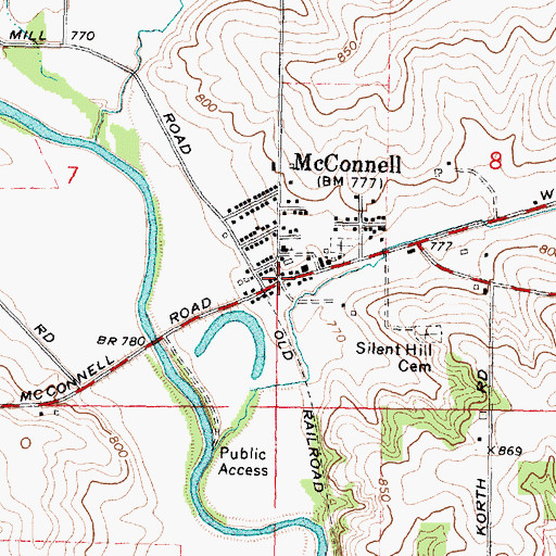 Topographic Map of McConnell, IL